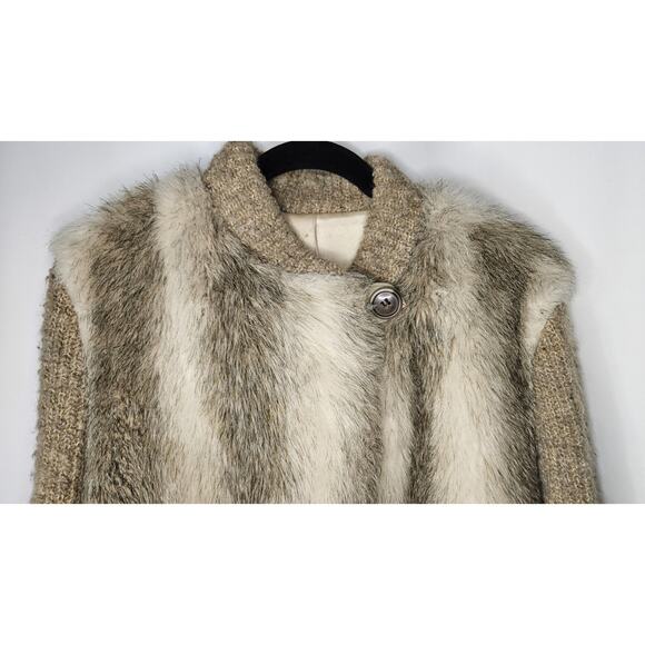 Vintage D'ESPRIT Dubrowsky & Perlbinder Faux Fur Wool Coat/Jacket Womens Size 14 - Picture 9 of 11